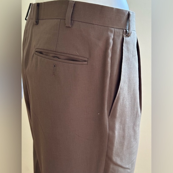 Chaps 1978  Brown Straight Cuffed Dress Pants Deep Pockets SZ 38 X 32 100% Wool - Picture 8 of 16